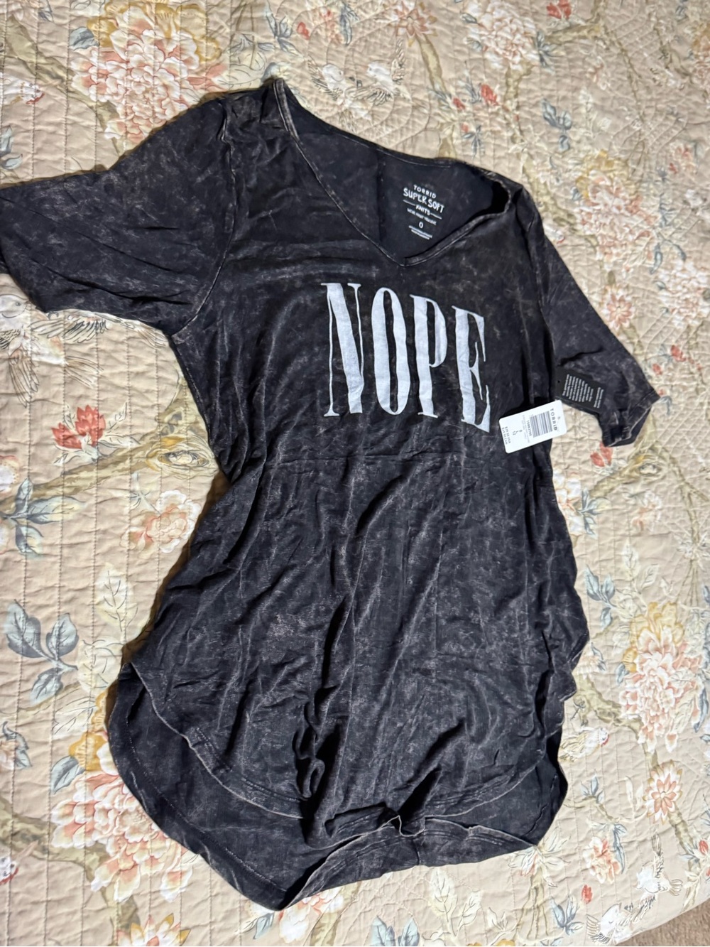 torrid Black 'NOPE' V-Neck Graphic Tee